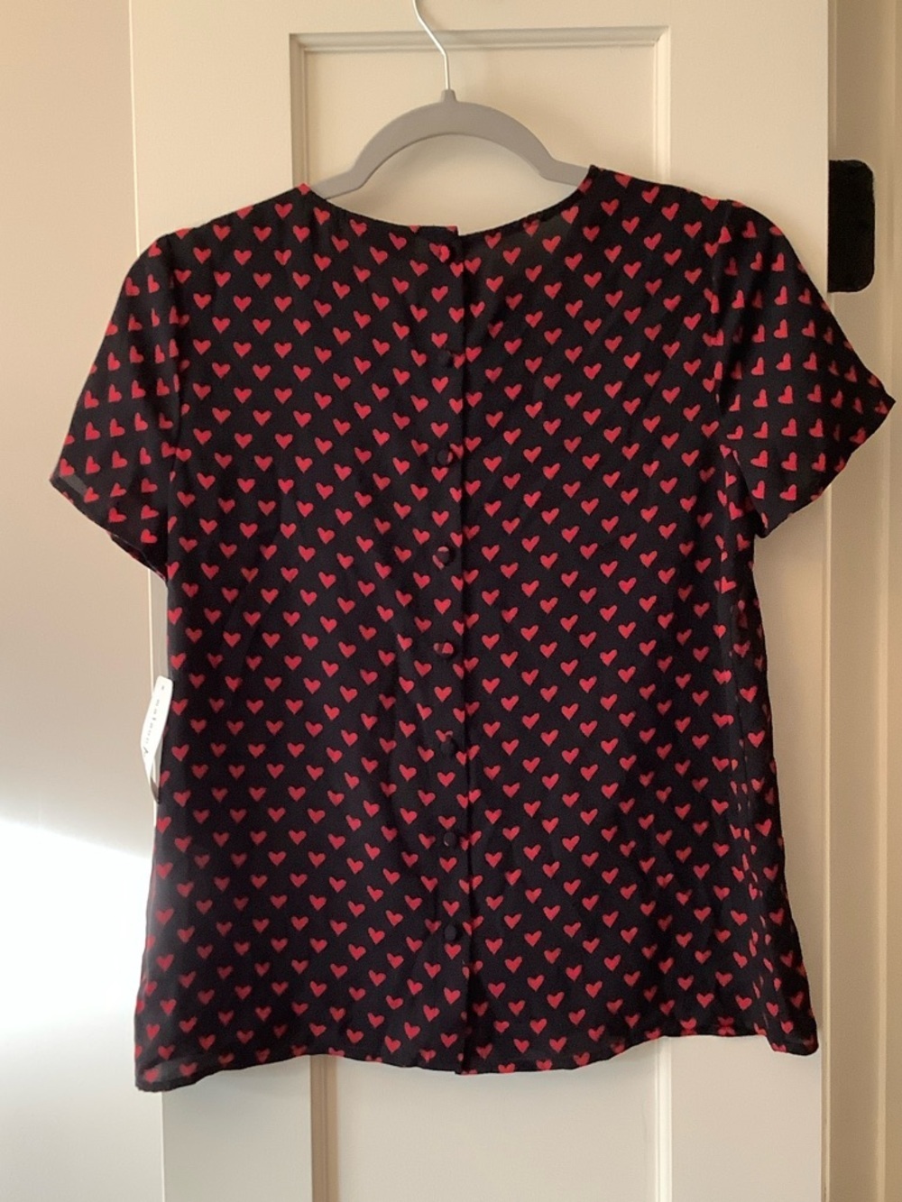 Maison Jules Black Blouse with Pink Heart Print - Picture 6 of 7